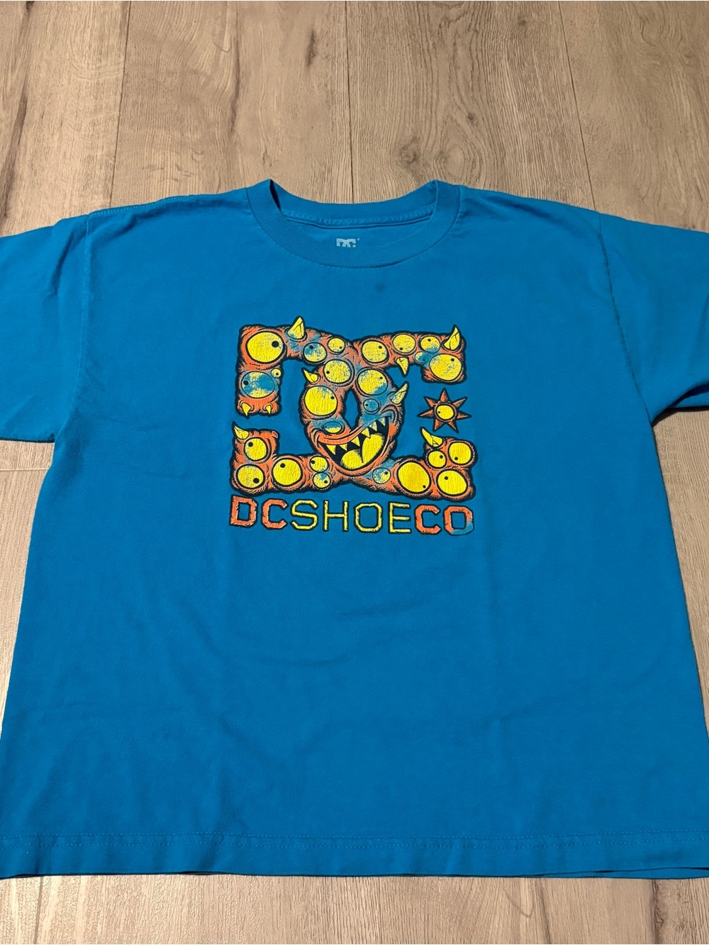 DC Bright Blue Short Sleeve Tee with Colorful Monster Logo